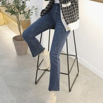 여성용 필링 부츠컷 밴딩 청바지