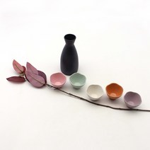 달소금 도자기 무광 꽃잎 파스텔 주병세트, 1세트, 도쿠리 + 술잔 5p