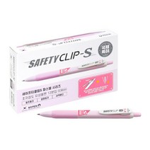마이펜 세이프티클립 S 볼펜 0.38mm, 로즈핑크, 12개