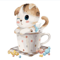 모모픽스페인팅 DIY 일러스트그리기 세트 40 x 40 cm, 도트캣