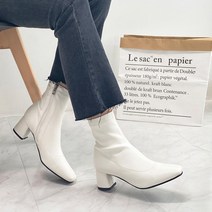 슈카르페 사만다 사각코 지퍼 가죽 앵클부츠