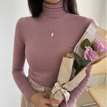 플랜데이 여성용 러블리스 쫀쫀 슬림 부드러운 목 폴라 티셔츠 2p