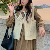 앤드스타일 여성용 리본 케이블 오픈 니트 조끼 261286