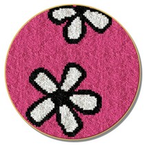 알로데 라운드 플라워 러그 카펫 DIY 스킬 자수 세트 영문버전 흰색인쇄메쉬, 1세트, 05