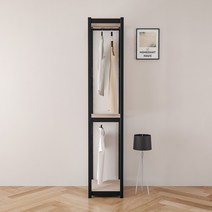 홈던트 하우스 시스템 드레스룸 3단 2행거 400 x 600 x 2100 mm, 블랙