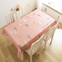 마켓에이 핑크 린넨 패브릭 식탁보, TYPE5, 110 x 110 cm
