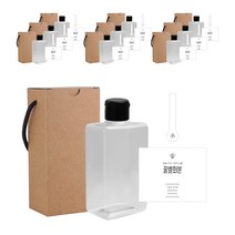 통통납작 꿀병 페트 500ml + 원터치 블랙캡 + 심플 꿀벌화꿀분L 병스티커 + 봉인스티커 + 박스, 10세트