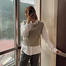 라운드넥 박시 니트조끼