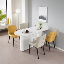 로드퍼니처 셀리나 세라믹 4인 1500 식탁  의자 4p 방문설치, 식탁(화이트), 의자(레몬,크림)