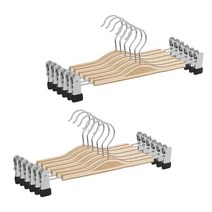 조은리빙 벤트 원목 라인 집게 옷걸이, 내츄럴, 12개입