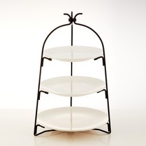 루이앤탑펠 접이식 3단 퓨어 철제트레이 + 디저트접시 3종 세트, 블랙(트레이)