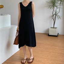 레몬소울 파인 골지 브이넥 나시 원피스