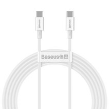 베이스어스 슈페리어 시리즈 C to C 고속충전 데이터 케이블 100w, 화이트(CATYS-C02), 2m, 1개
