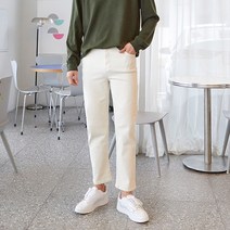 플레이즈 남성용 히든밴딩 스판 슬림 일자 면팬츠