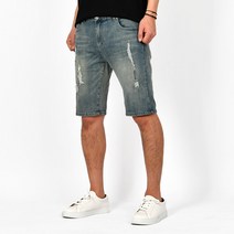 남성용 5부 로이터 데미지 청 반바지