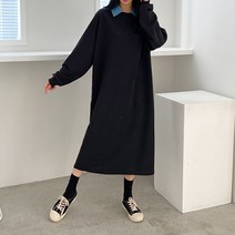 빅걸스토리 여성용 빅사이즈 청카라 포인트 박스 데일리 롱 원피스