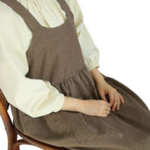 뒷모습이 예쁜 핸드메이드 원피스 앞치마, 브라운, 1개