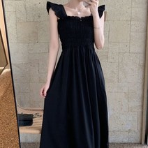 DM 프릴슬리브 주름 롱 원피스