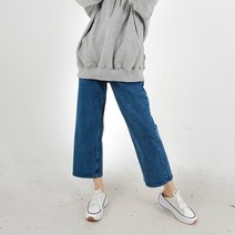 더간지 여성용 일자핏 베이직 9부 청바지