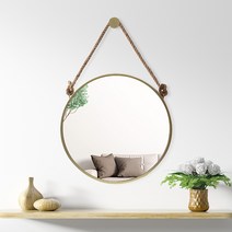 빈티지 스트랩 벽거울 50cm, 골드