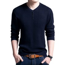 마켓A 남성용 단추 단색 니트
