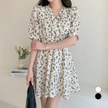 베러스윗 여성용 랩 플라워 스트랩 미니 원피스