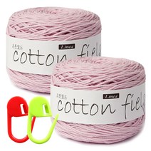 니뜨 코튼필드 뜨개실 80g x 2p + 단수링 2p 세트, 342 베이비핑크(실), 랜덤발송(단수링)