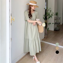 바블링브룩 여성용 스퀘어 넥 퍼프 캉캉 롱 원피스