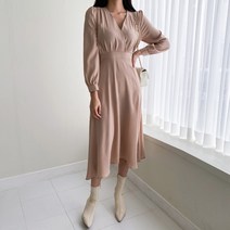 여성용 랩스타일 플레어 쉬폰 원피스 OPS7290K21