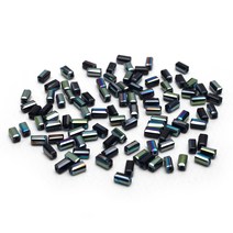 공예용 직사각 론델 비즈 2 x 4 mm 98p, 인디고 블루 AB, 1개