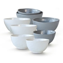자담 공기 대접 세트, 화이트 + 그레이, 공기 4p + 대접 4p