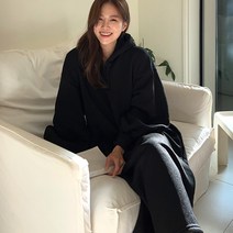 시크폭스 여성용 오벌룬 기모 후드 원피스