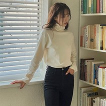 여성용 짱짱 여유핏 기모 폴라 티셔츠