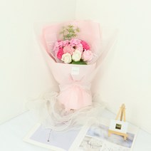 블뤼엔 조화 사랑을 전하는 꽃다발 + 비닐쇼핑백, 핑크