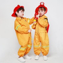 베이-비 유아동용 다용도 전신 미술 가운 소방관