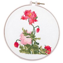 DIY 빈티지 심플 꽃문양 자수 세트, 1세트, 연꽃