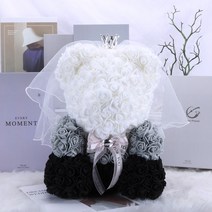 프랑온드 발렌타인데이 화이트데이 기념일 로즈 베어 포인트 그라데이션 25cm, 블랙