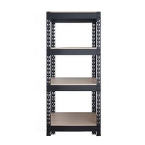 피피랙 무볼트 무소음 조립식 앵글선반 4단 500 x 400 x 1200 mm 6R02BW0504124, 검정