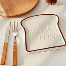 에고이즘 식빵 접시 세트 3p, 혼합색상, 접시 + 포크 + 나이프