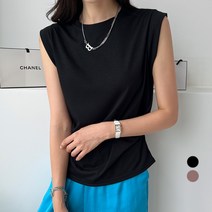 세컨그라운드 여성용 사이드 셔링 캡소매 나시