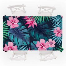 마켓에이 트로피컬 플렌츠 프린팅 린넨 식탁보, TYPE1, 140 x 220 cm