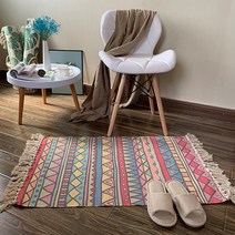 마켓에이 린넨 북유럽패턴 태슬 카펫 매트