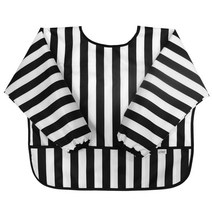 더해피 아동용 미술가운 방수 긴팔앞치마 스트라이프, 블랙