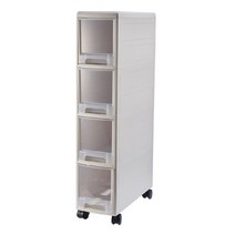 벨로비 군데군데 틈새서랍장 4단, 화이트