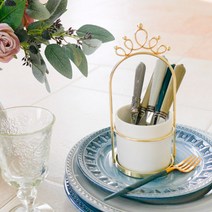 파인즈라이프스타일 크렘드라크렘 크라운 수저통, 화이트, 1개