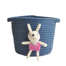와다다샵 귀여운 캐릭터 손뜨개 수납 바구니, 블루 토끼, 1개