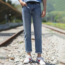 제타21 남성용 사계절 워싱 데일리 중청 데님 팬츠