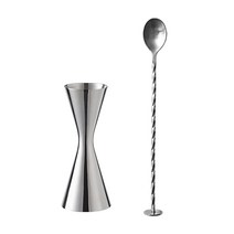 칼딘 더블 사이드 계량 칵테일 지거 30 / 60ml + 바 스푼 베이직 세트, 실버, 1세트