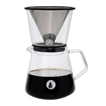 Baristar 스텐 필터 + 유리 핸드드립 세트 600ml BDG1, 혼합색상, 1세트