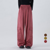 어썸어라운드 여성용 코듀로이 카고 밴딩 와이드 팬츠